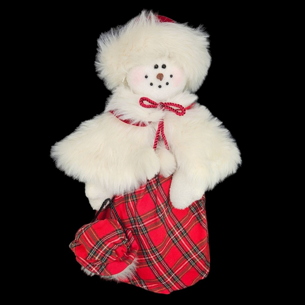 Christmas Stuffed Snowman Lady Faux Fur Cape Coat Plaid Skirt Flannel Weighted